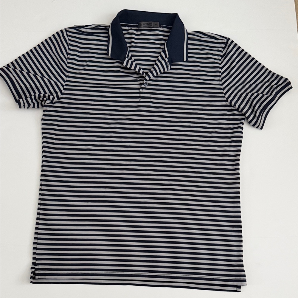 G/FORE Golf Shirt Striped Tech Navy Grey Men’s
XL